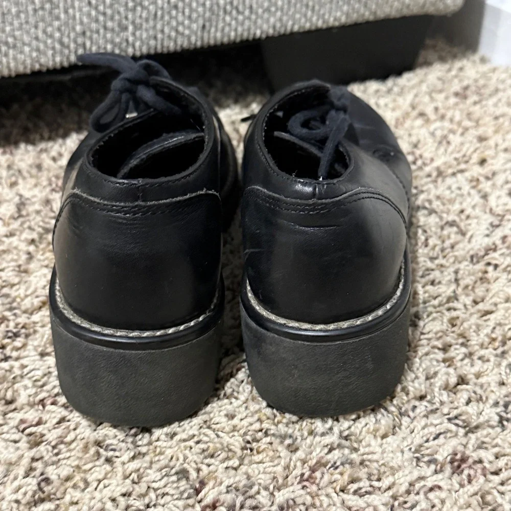 Harley Davidson Womens Black Leather Chunky Platform Oxford Shoes 81100 Size 7